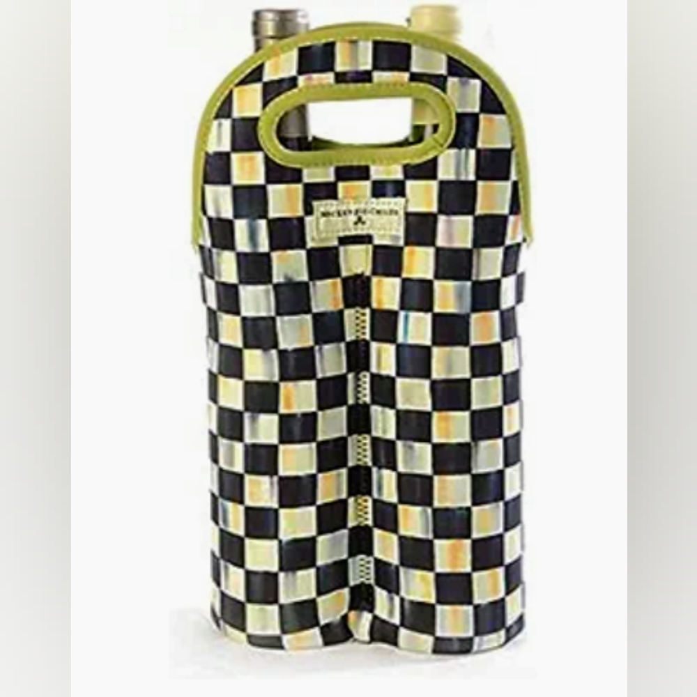 Mackenzie Childs Courtly Check double wine tote - New in Bag